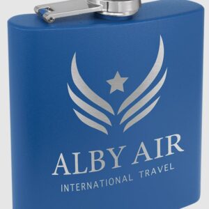 Engraved Royal Blue 6oz Flask