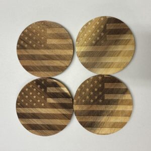 American Flag Acacia Coasters