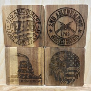 2nd Amendment wooden coaster set