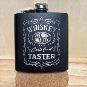 Engraved Black Flask – “Whiskey Taster”