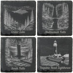 Oregon landmark slate coasters