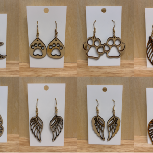 Laser cut wood earrings